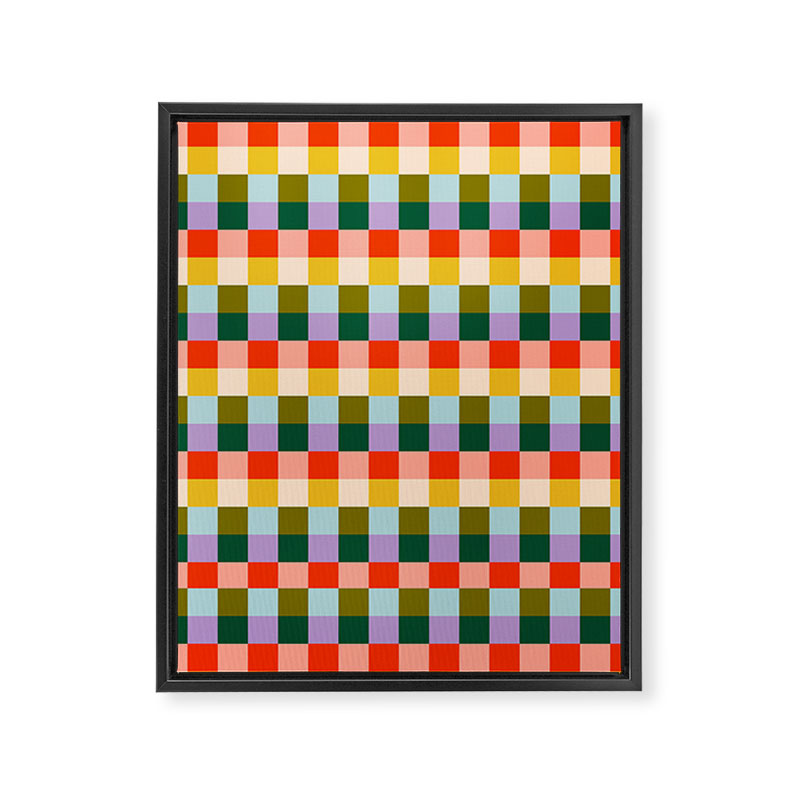 Checkered Rainbow Retro Vibe  Framed Canvas Print Gallery Image 8