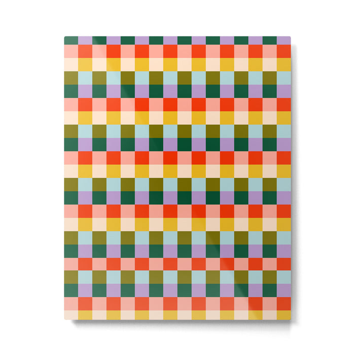 Checkered Rainbow Retro Vibe  Metal Print Gallery Image 1