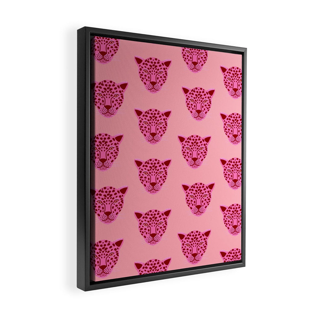 Cheetah -Animal Print Pink Framed Canvas Print Gallery Image 2