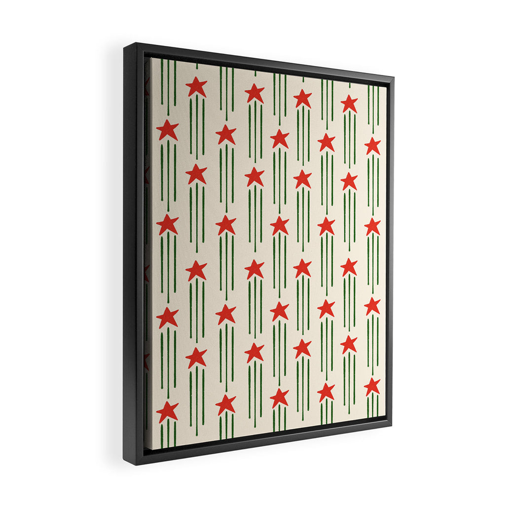 Christmas Stars - Red and Green  Framed Canvas Print Gallery Image 2