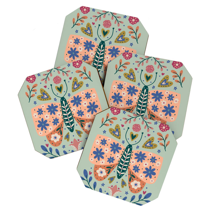 Colorful Folk Butterfly  Coaster Gallery Image 1
