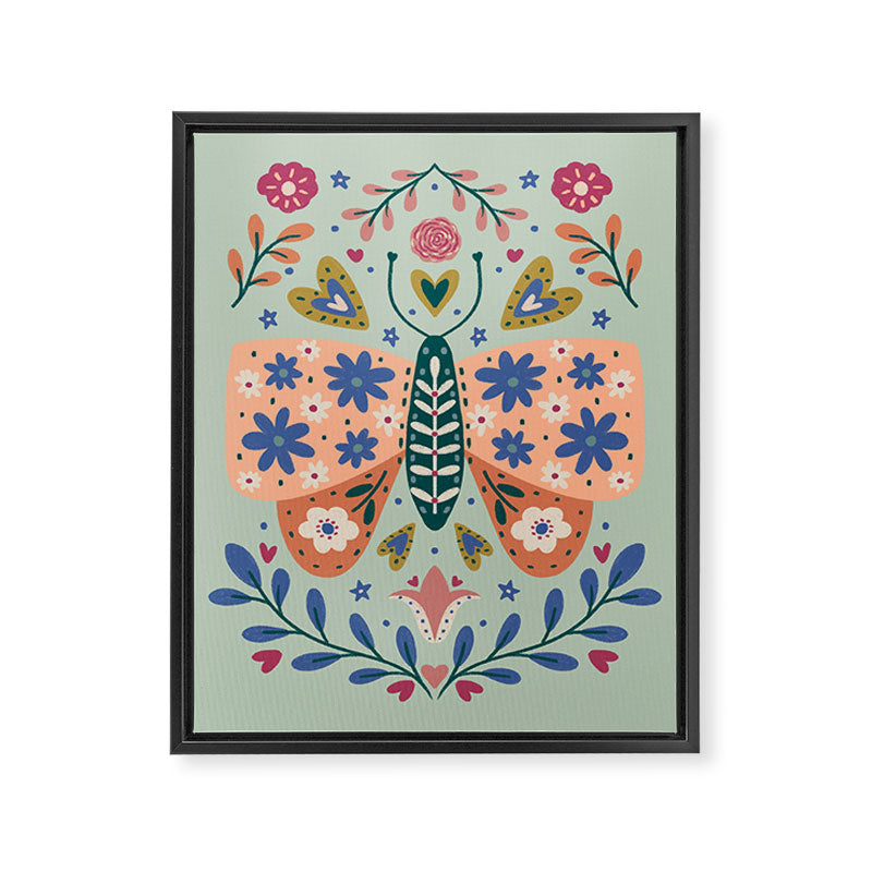 Colorful Folk Butterfly  Framed Canvas Print Gallery Image 6