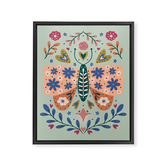 Colorful Folk Butterfly  Framed Canvas Print Gallery Image 1