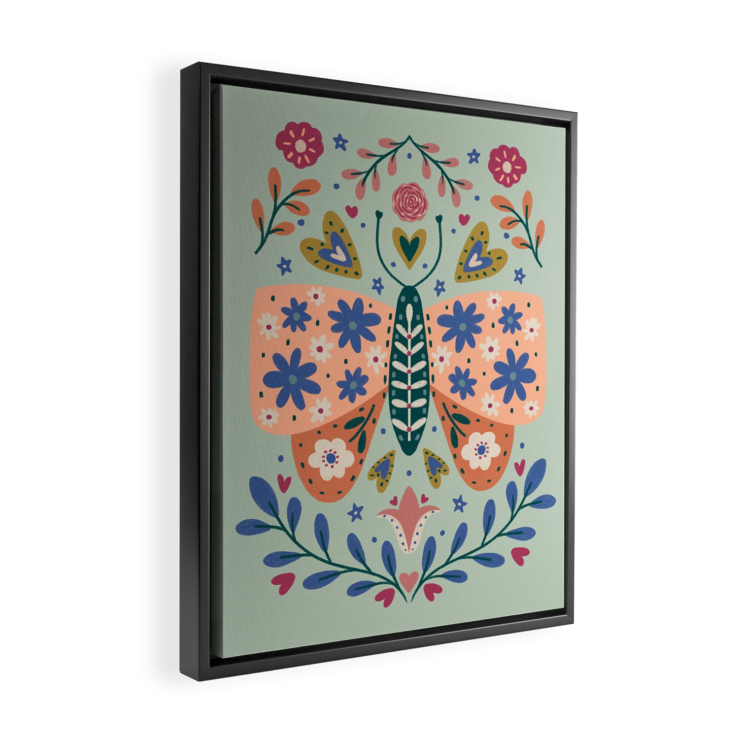 Colorful Folk Butterfly  Framed Canvas Print Gallery Image 2