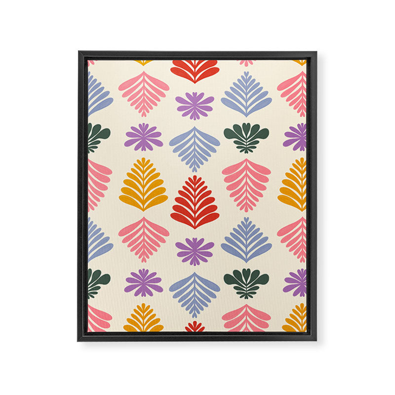 Colorful Folk Leaves Framed Canvas Print Gallery Image 8