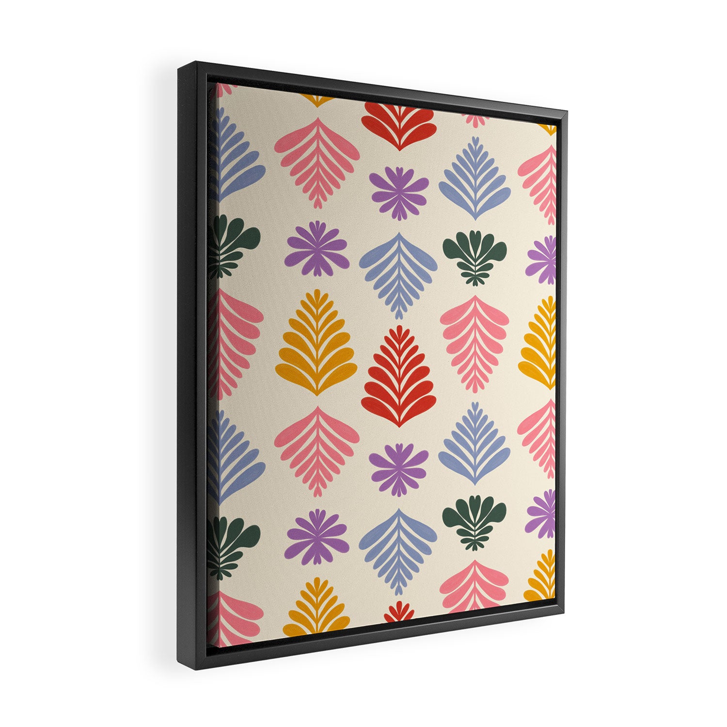 Colorful Folk Leaves Framed Canvas Print Gallery Image 2