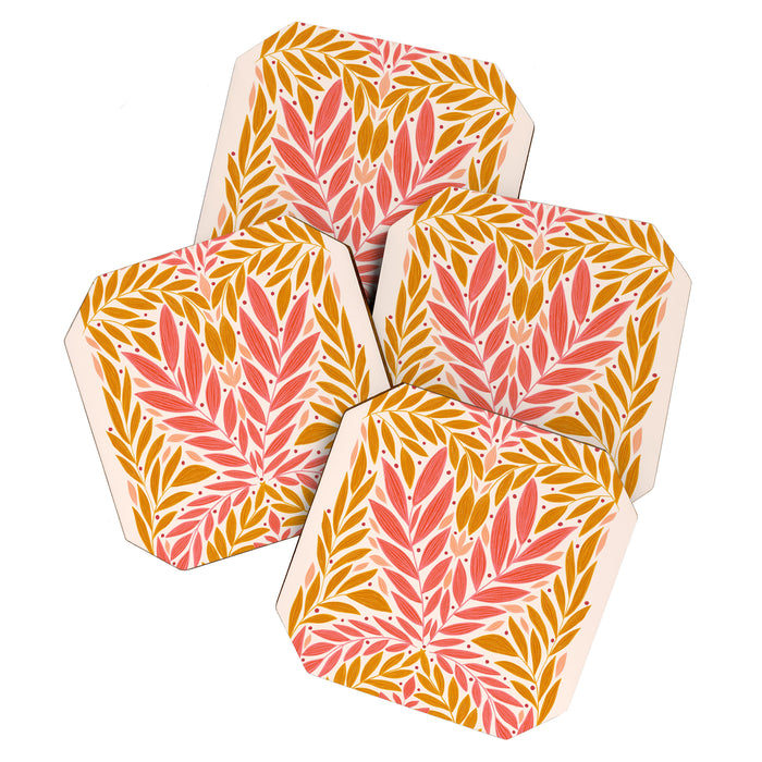 Colorful Folk Leaves  Coaster Gallery Image 1