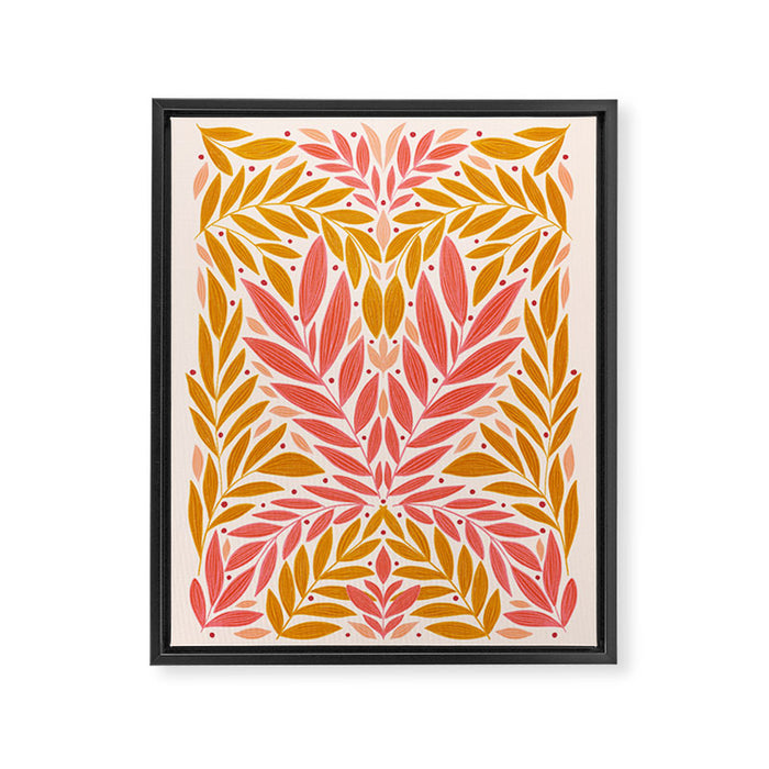 Colorful Folk Leaves  Framed Canvas Print Gallery Image 1