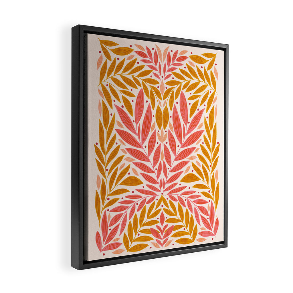 Colorful Folk Leaves  Framed Canvas Print Gallery Image 2