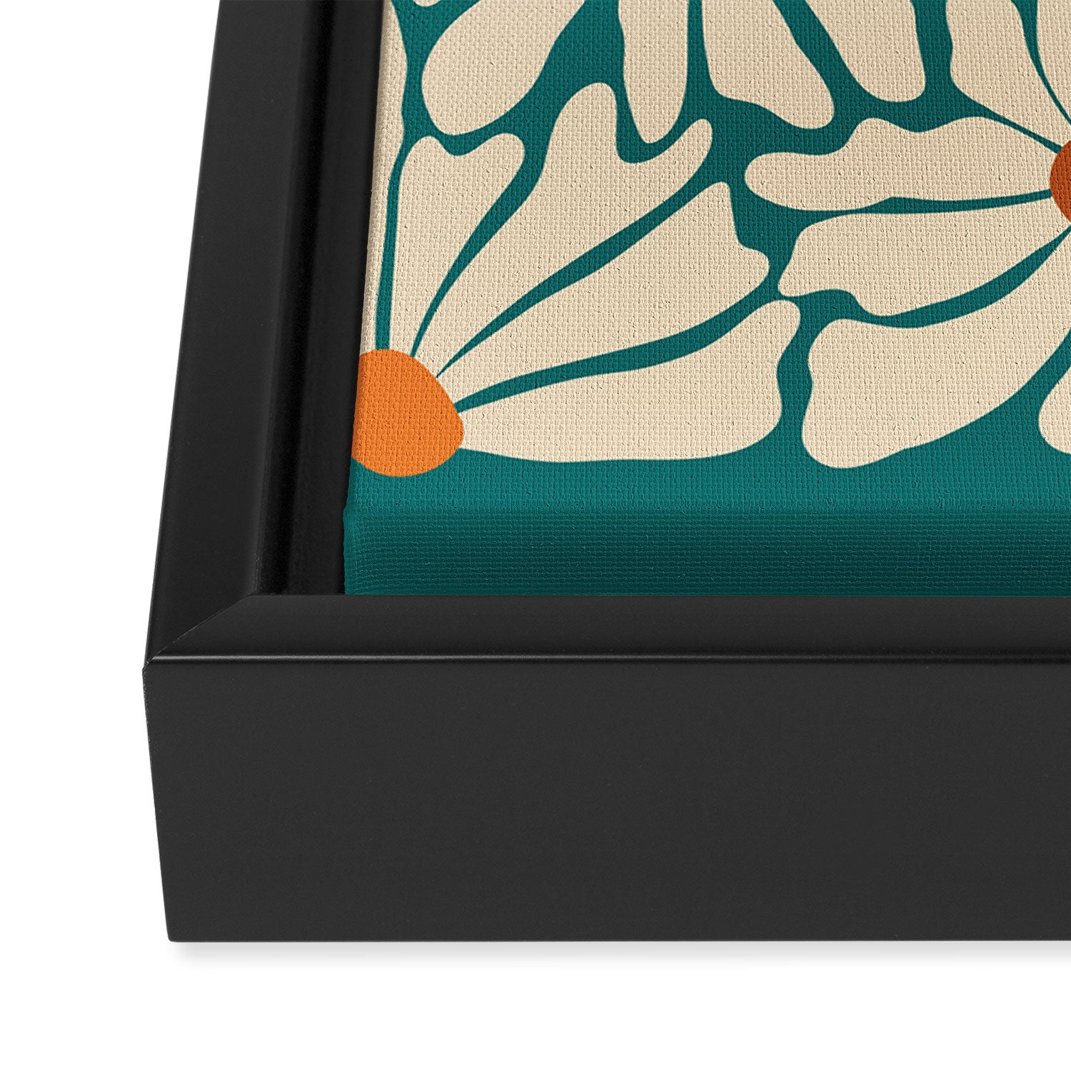 Colors of Joy - Groovy Flowers Green Framed Canvas Print Gallery Image 3