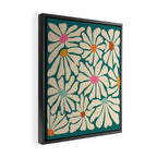 Colors of Joy - Groovy Flowers Green Framed Canvas Print Gallery Image 2