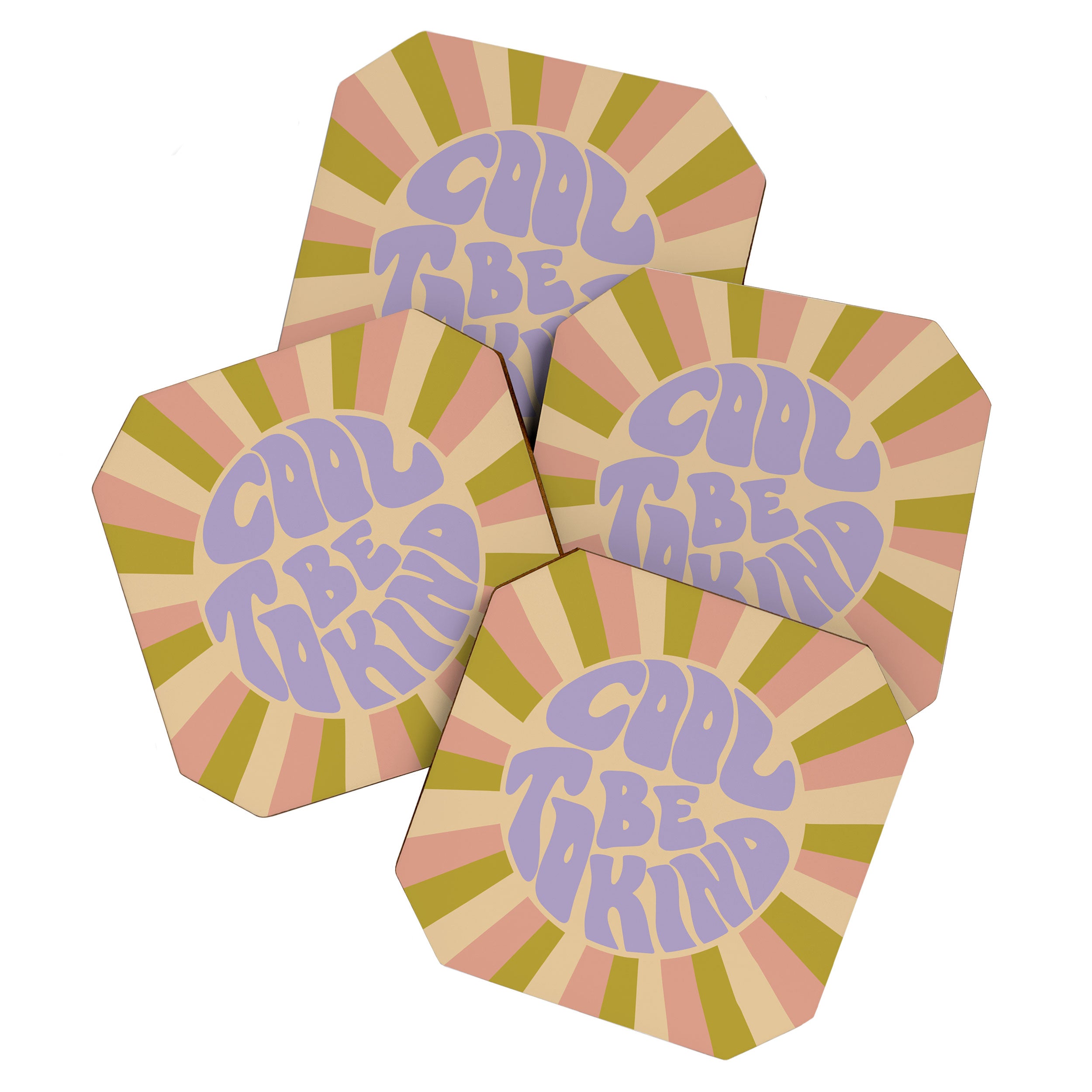 Cool to be Kind - Lilac, Green, Off-white Coaster Gallery Image 1