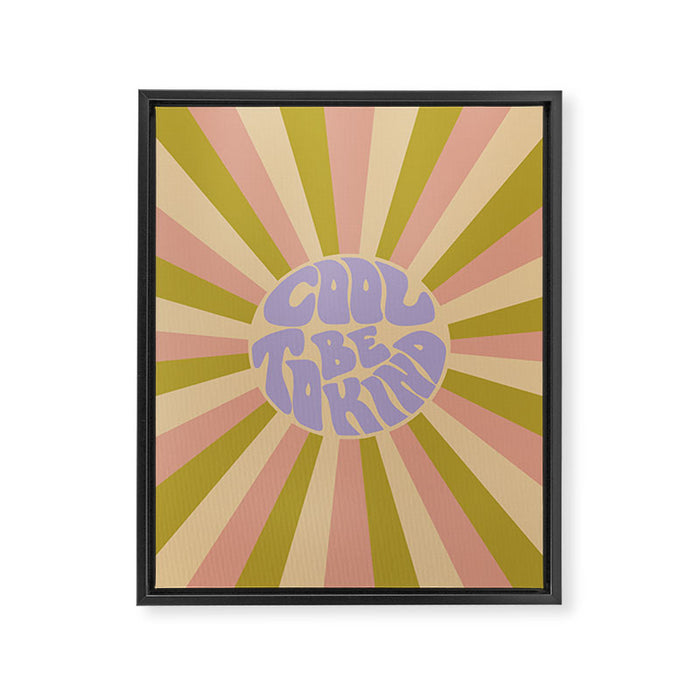 Cool to be Kind - Lilac, Green, Off-white Framed Canvas Print Gallery Image 1