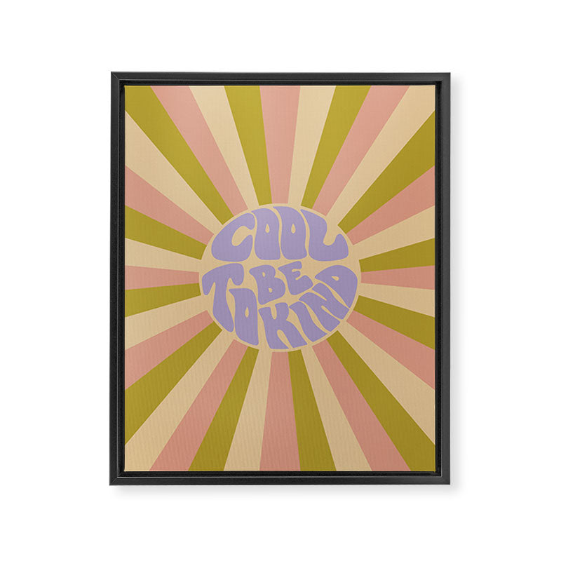 Cool to be Kind - Lilac, Green, Off-white Framed Canvas Print Gallery Image 8