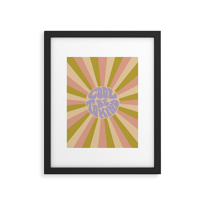 Cool to be Kind - Lilac, Green, Off-white Framed Art Print Gallery Image 1