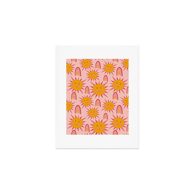 Cute Sun and Rainbow Pattern Art Print Gallery Image 1