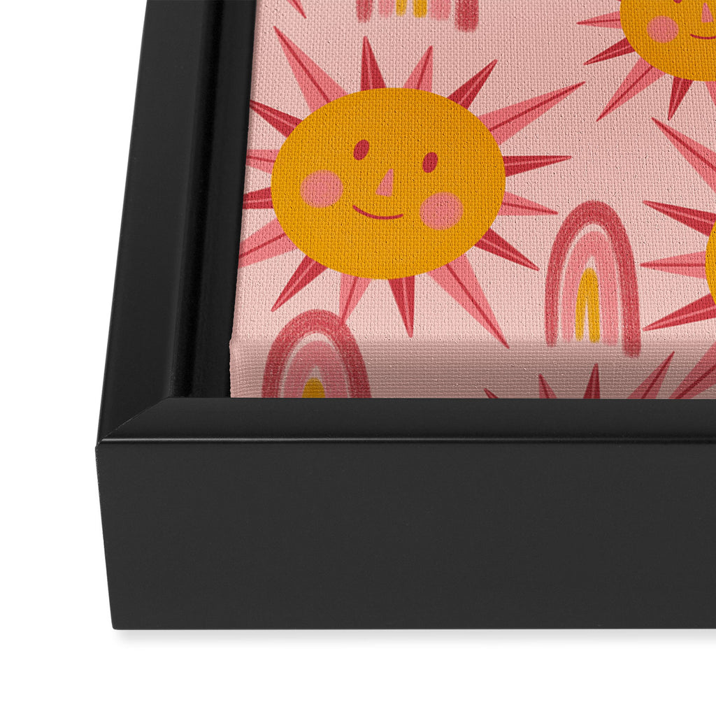 Cute Sun and Rainbow Pattern Framed Canvas Print Gallery Image 3