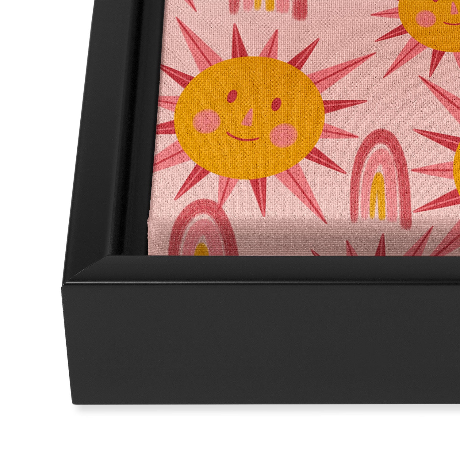 Cute Sun and Rainbow Pattern Framed Canvas Print Gallery Image 3