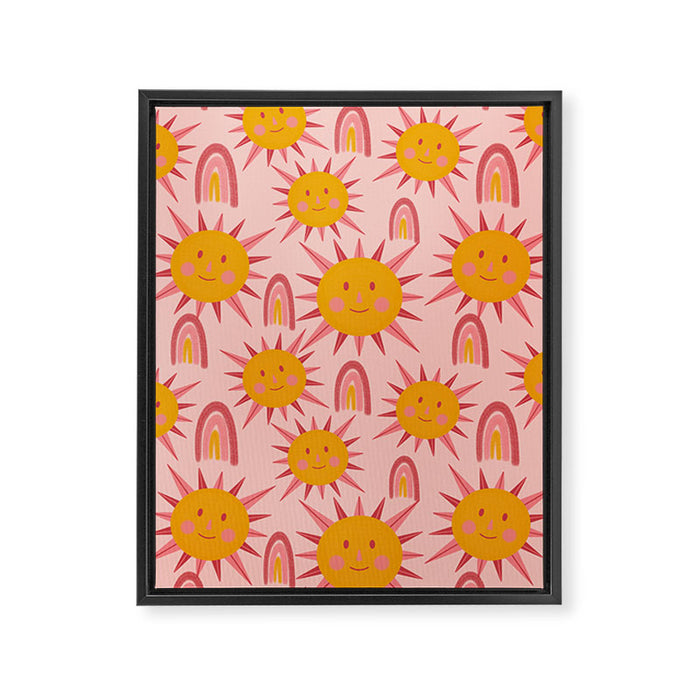 Cute Sun and Rainbow Pattern Framed Canvas Print Gallery Image 1