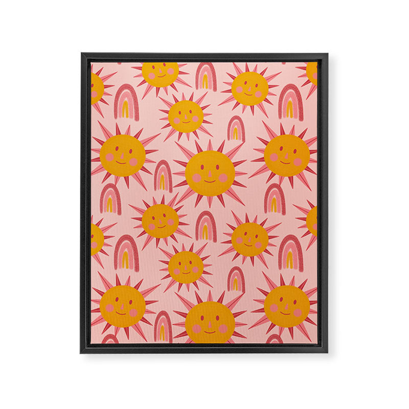 Cute Sun and Rainbow Pattern Framed Canvas Print Gallery Image 8