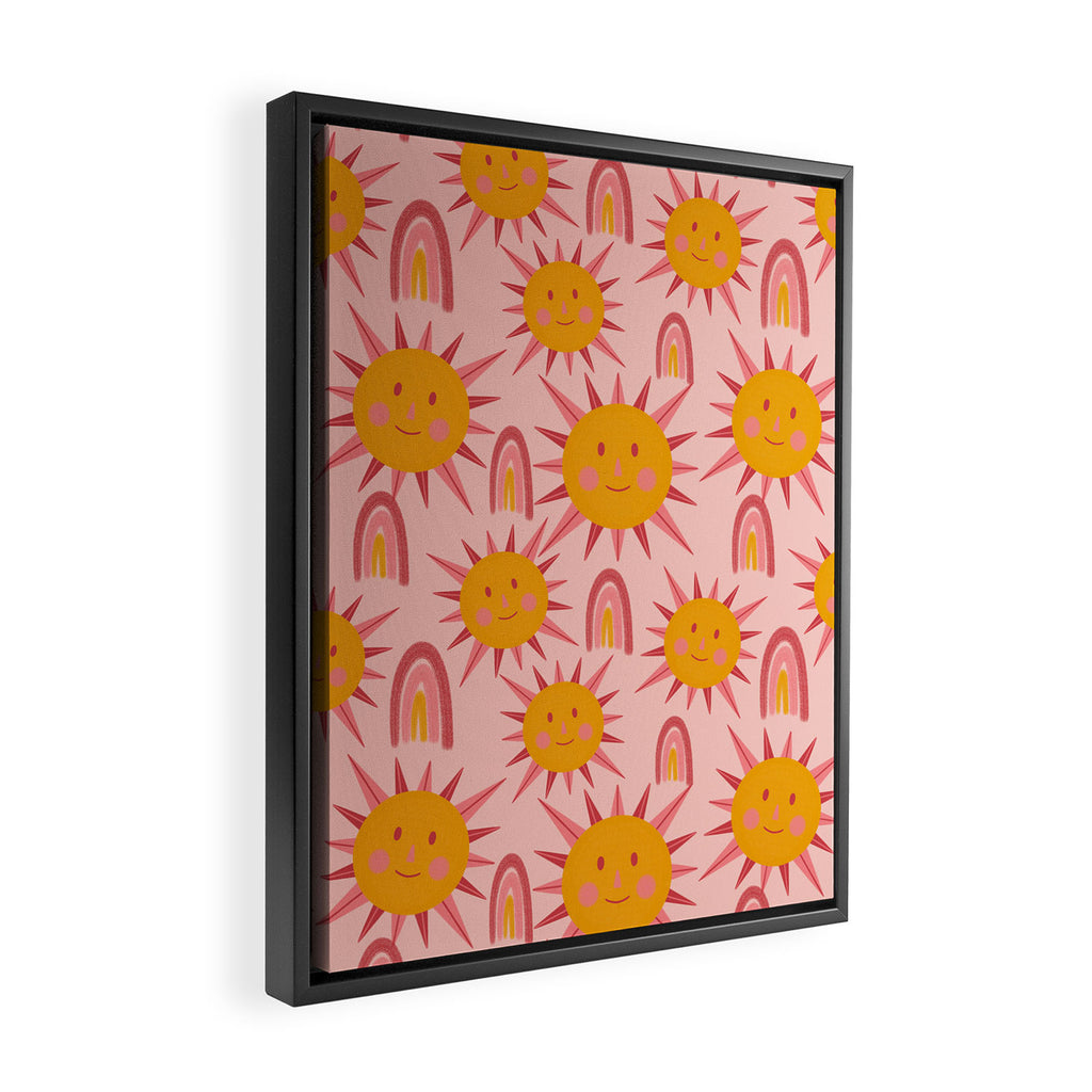 Cute Sun and Rainbow Pattern Framed Canvas Print Gallery Image 2