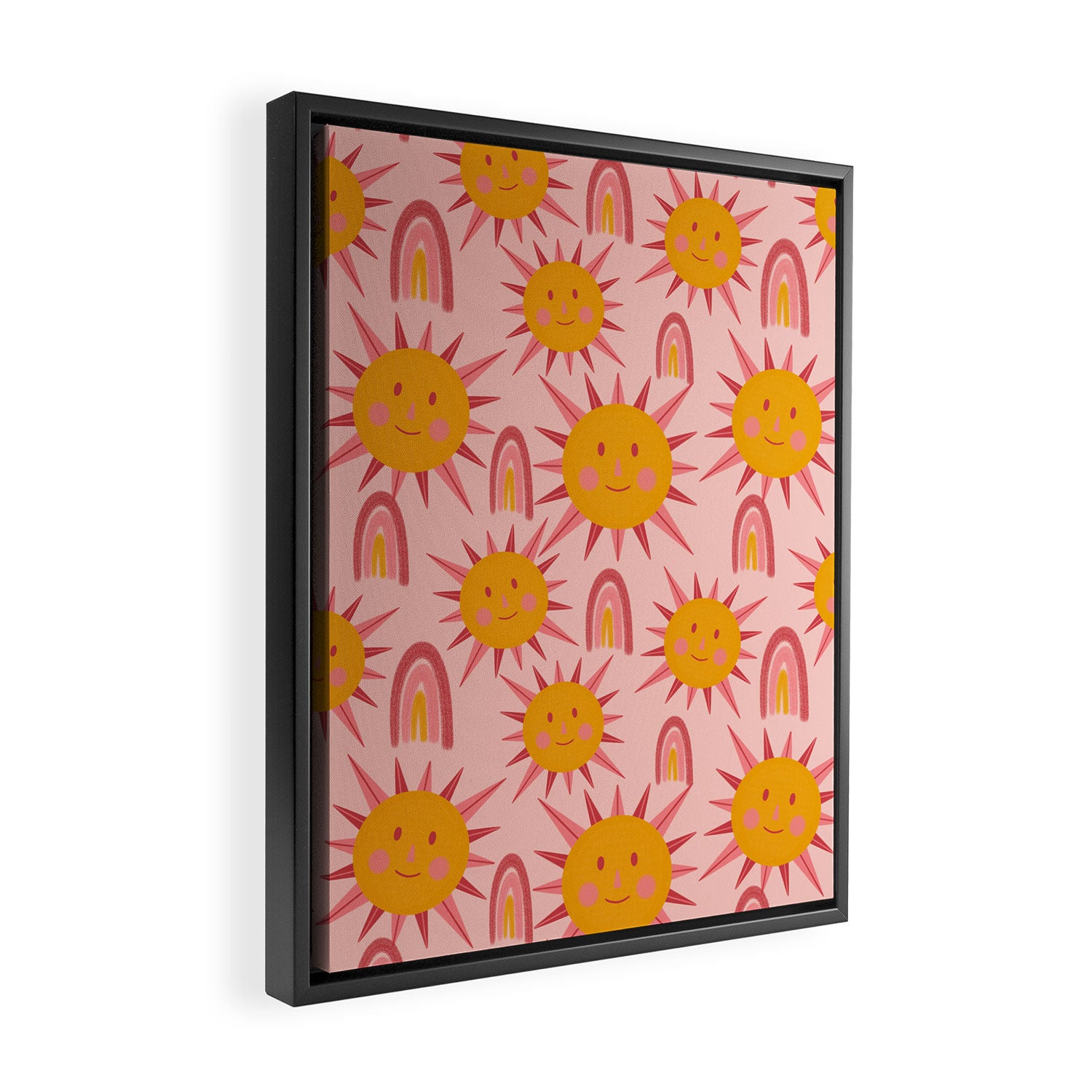 Cute Sun and Rainbow Pattern Framed Canvas Print Gallery Image 2