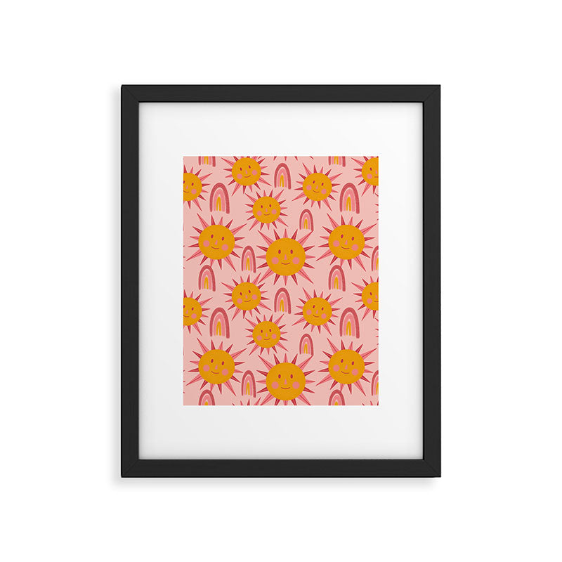 Cute Sun and Rainbow Pattern Framed Art Print Gallery Image 6