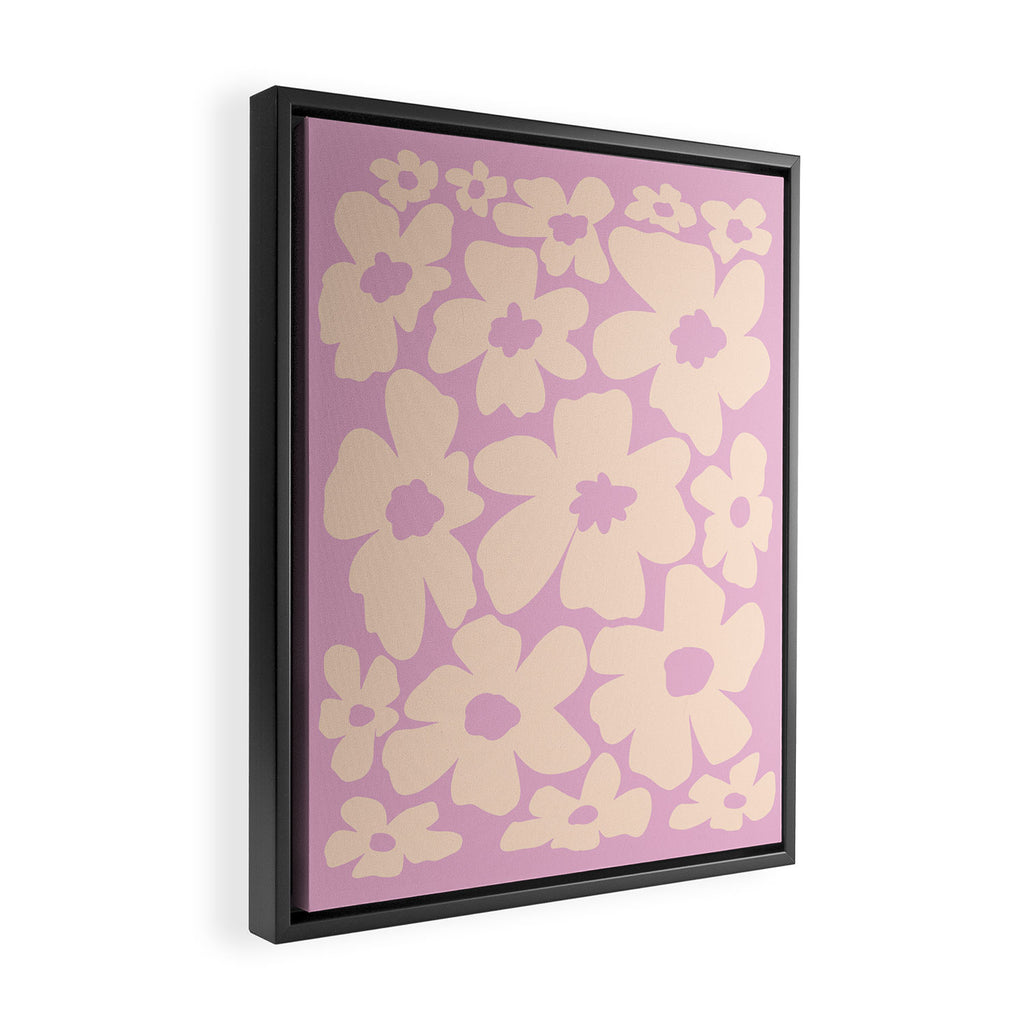 Daisies - Cream and pink Framed Canvas Print Gallery Image 2