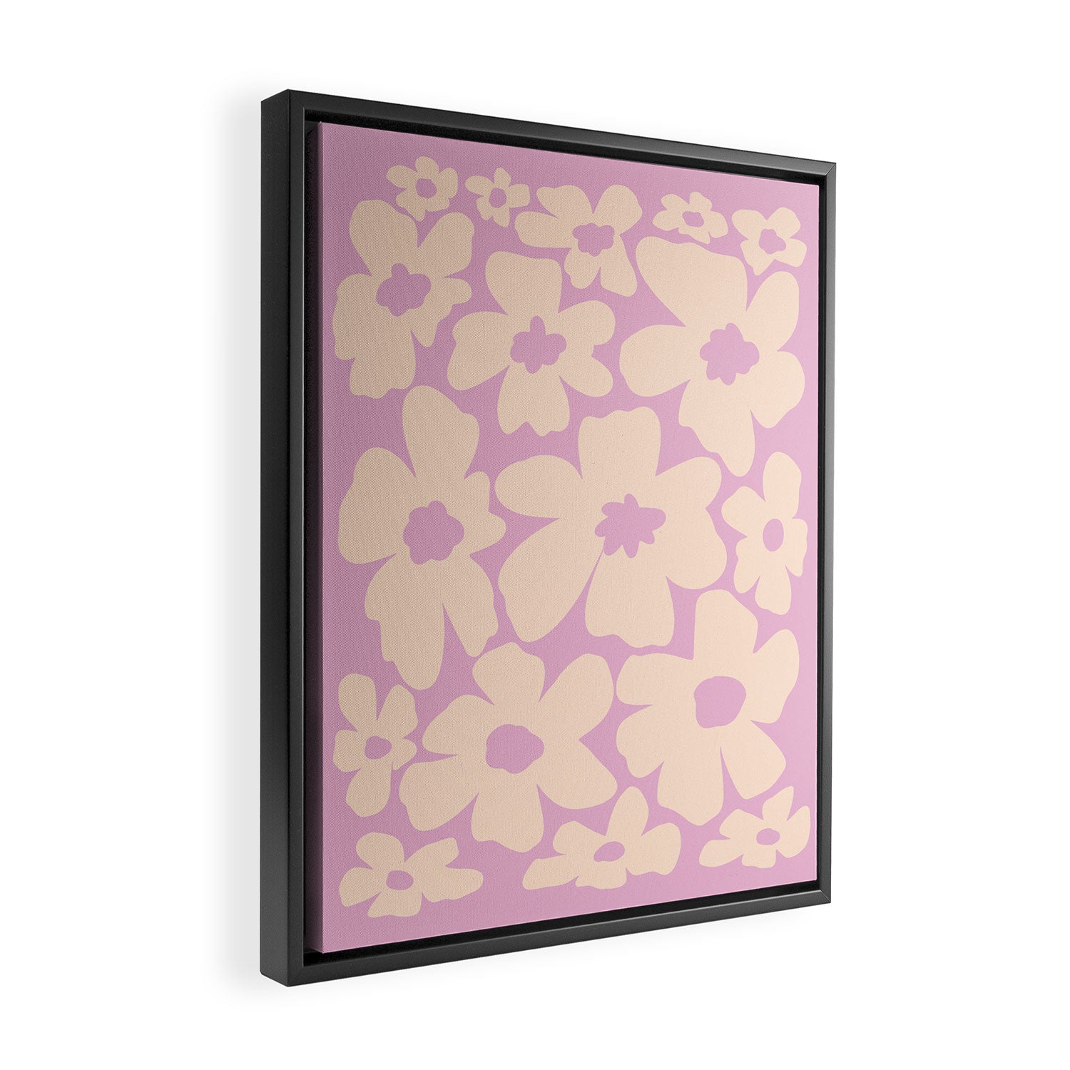 Daisies - Cream and pink Framed Canvas Print Gallery Image 2