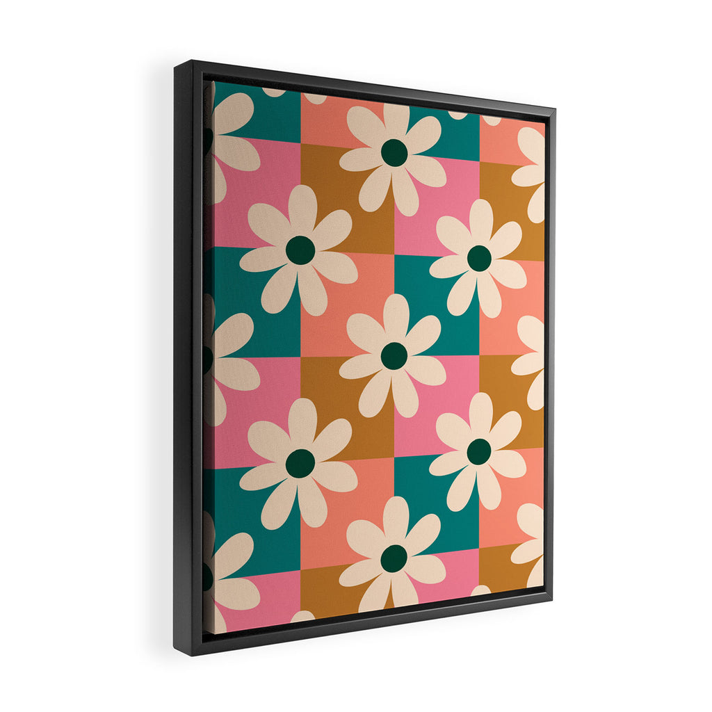 Daisy checkered - colors  Framed Canvas Print Gallery Image 2