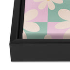 Daisy checkered pattern - Lilac and turquoise  Framed Canvas Print Gallery Image 3