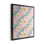 Daisy checkered pattern - Lilac and turquoise  Framed Canvas Print Gallery Image 2