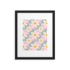 Daisy checkered pattern - Lilac and turquoise  Framed Art Print Gallery Image 6