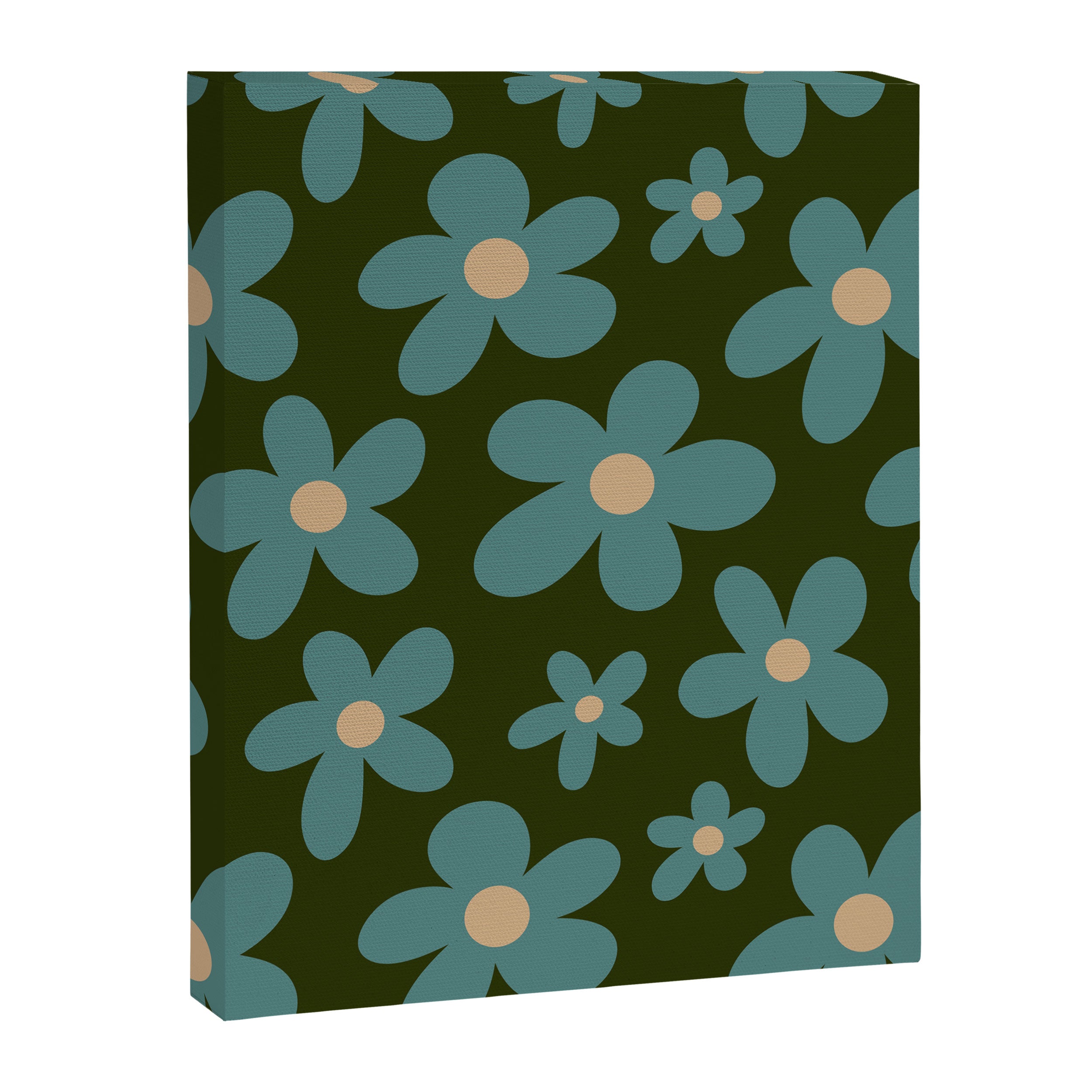 Daisy Pop - Turquoise and Dark Green Canvas Print Gallery Image 8
