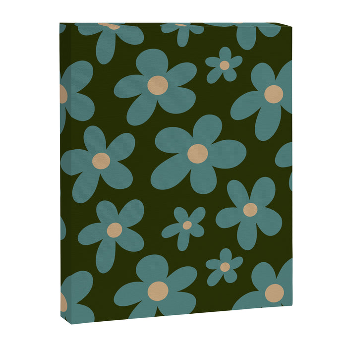 Daisy Pop - Turquoise and Dark Green Canvas Print Gallery Image 1
