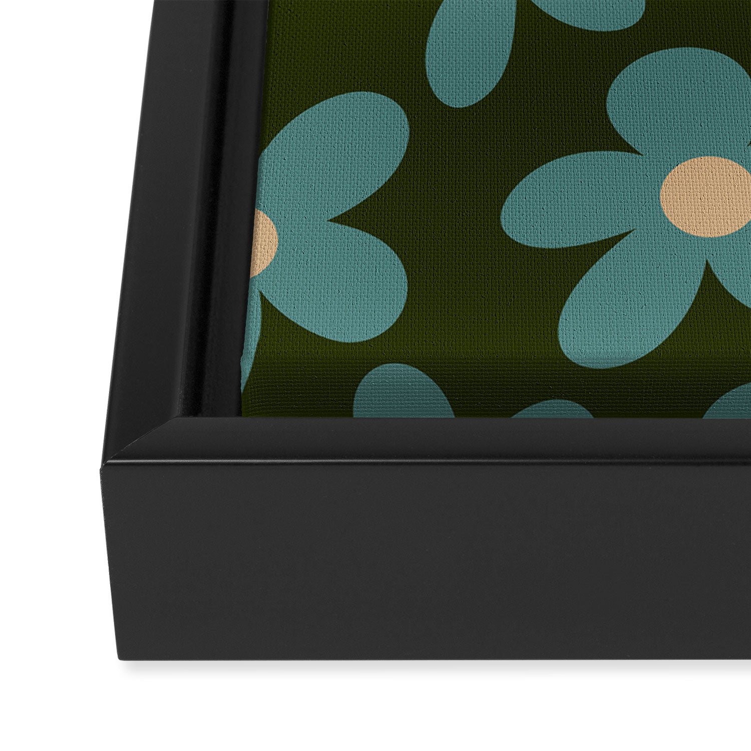 Daisy Pop - Turquoise and Dark Green Framed Canvas Print Gallery Image 3