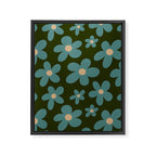 Daisy Pop - Turquoise and Dark Green Framed Canvas Print Gallery Image 8