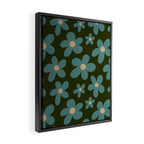Daisy Pop - Turquoise and Dark Green Framed Canvas Print Gallery Image 2