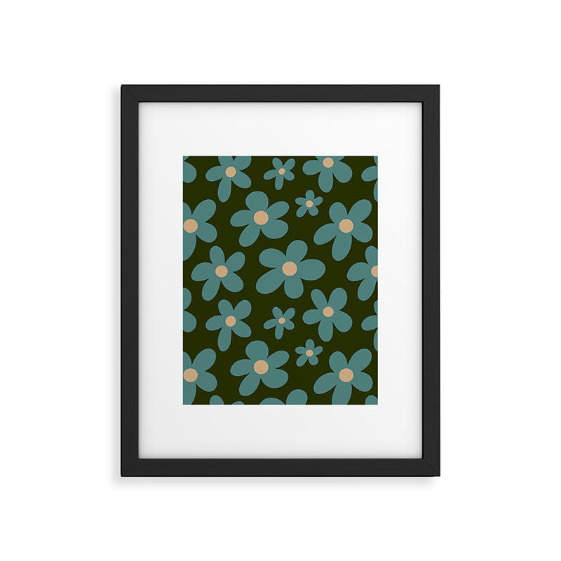 Daisy Pop - Turquoise and Dark Green Framed Art Print Gallery Image 6