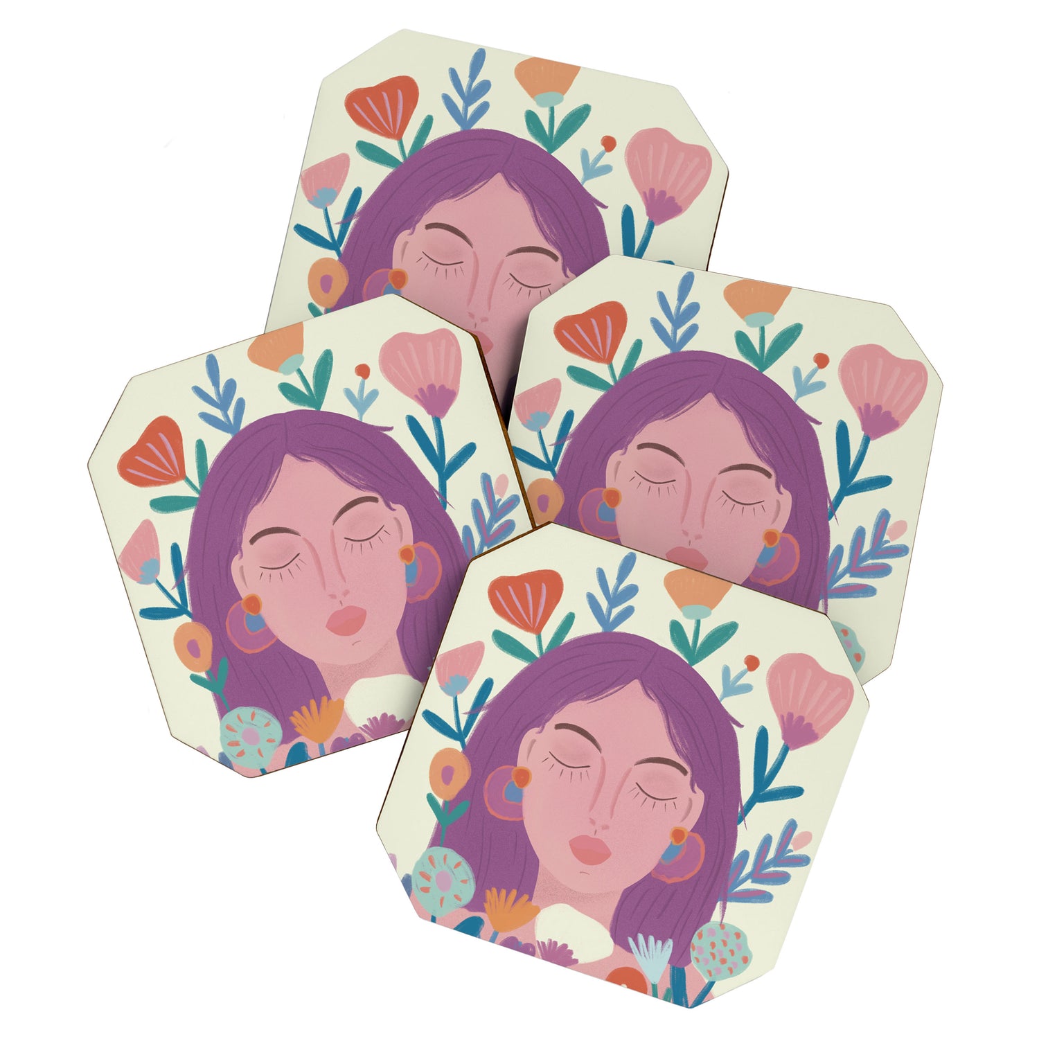 Dream Portrait/ spring flowers  Coaster Gallery Image 1