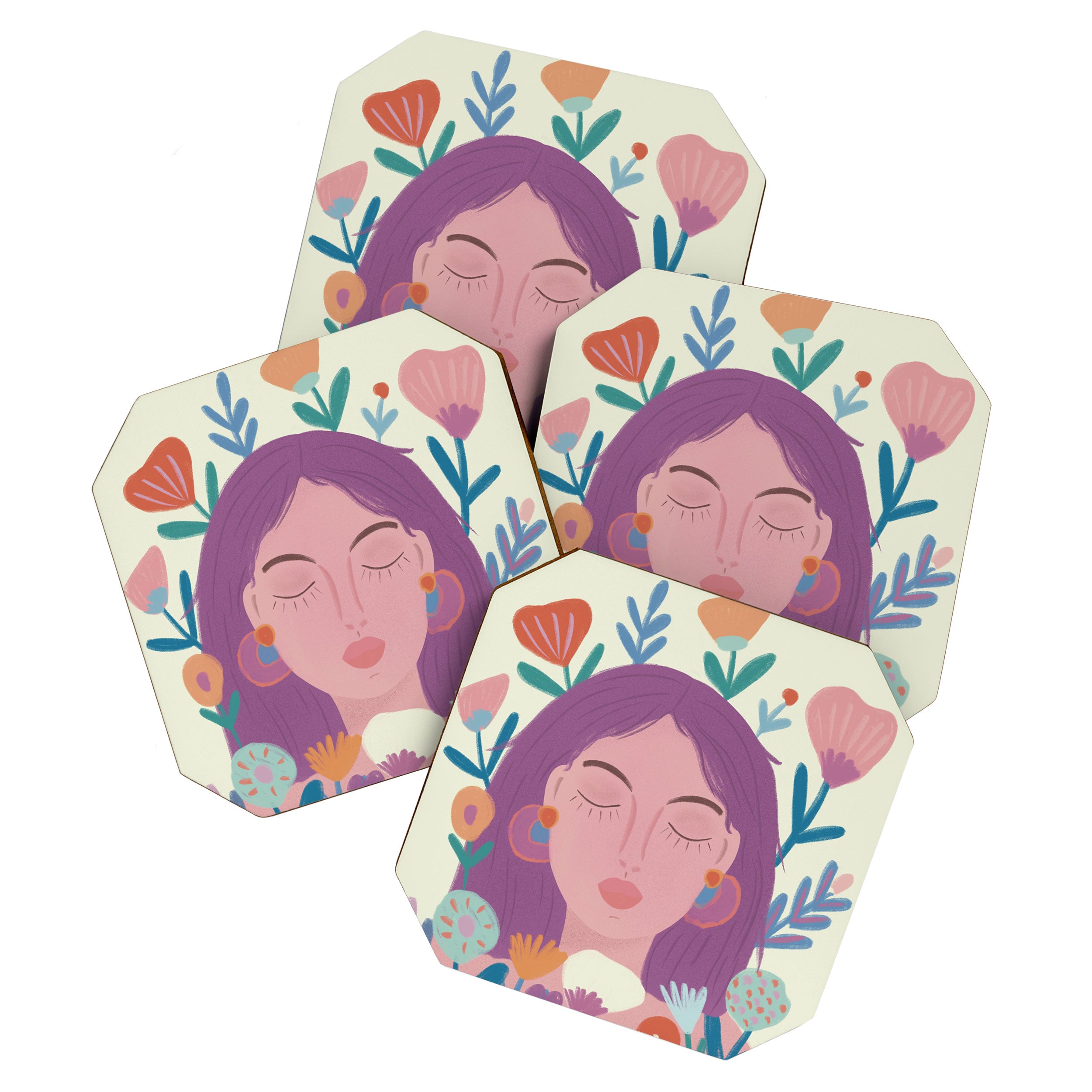 Dream Portrait/ spring flowers  Coaster Gallery Image 1