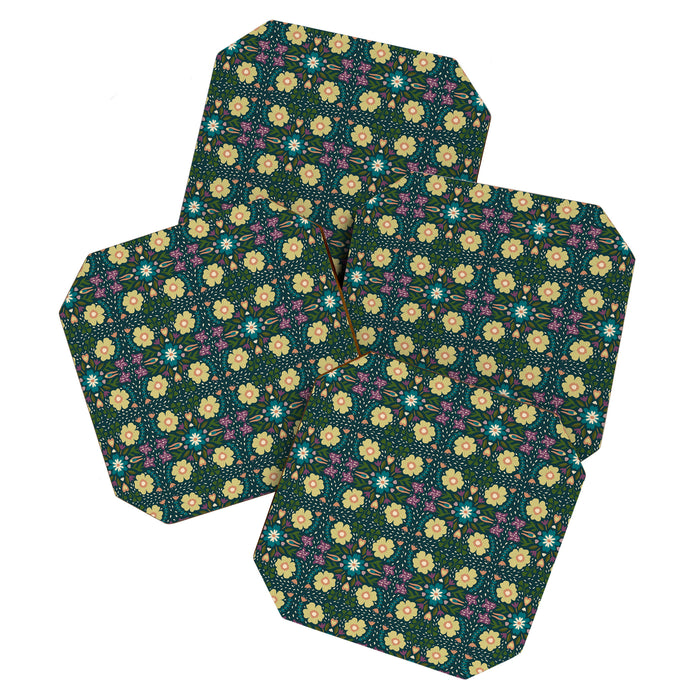 Floral dark Mandala  Coaster Gallery Image 1