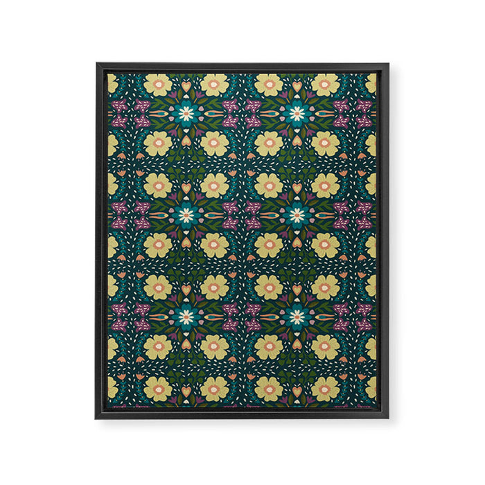 Floral dark Mandala  Framed Canvas Print Gallery Image 1
