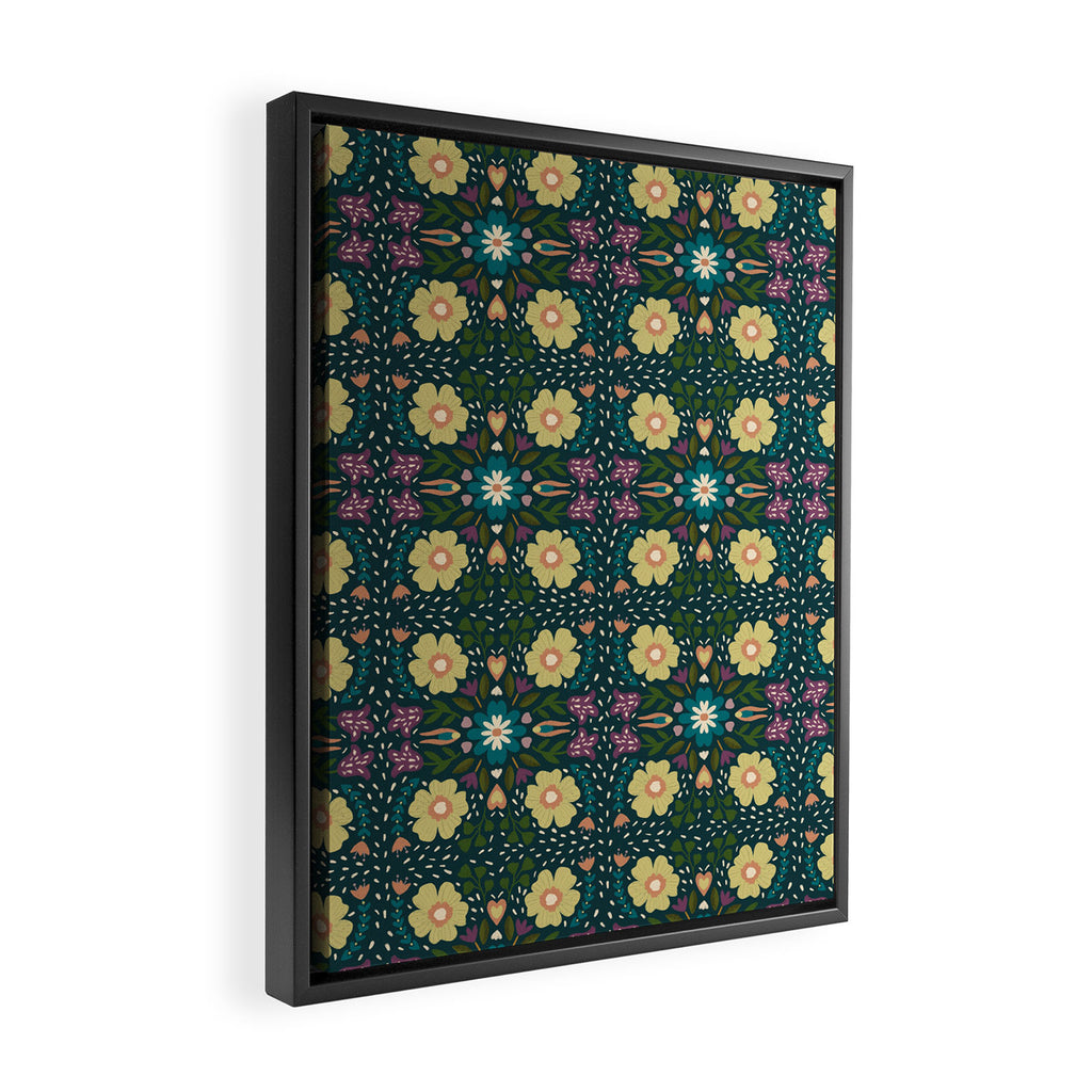 Floral dark Mandala  Framed Canvas Print Gallery Image 2