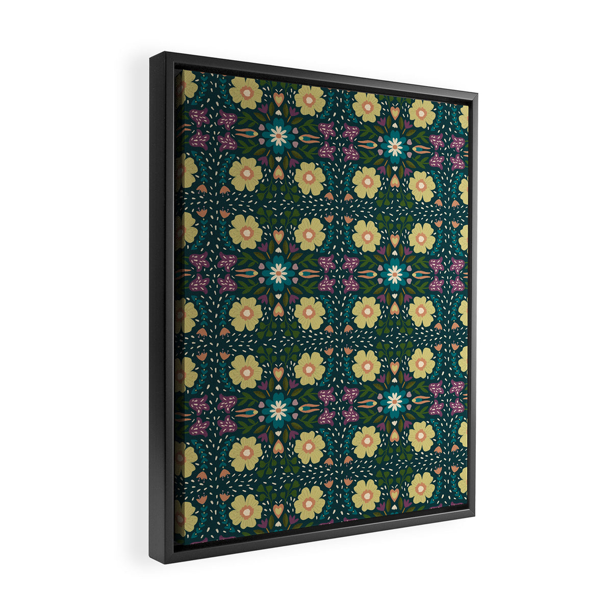Floral dark Mandala  Framed Canvas Print Gallery Image 2