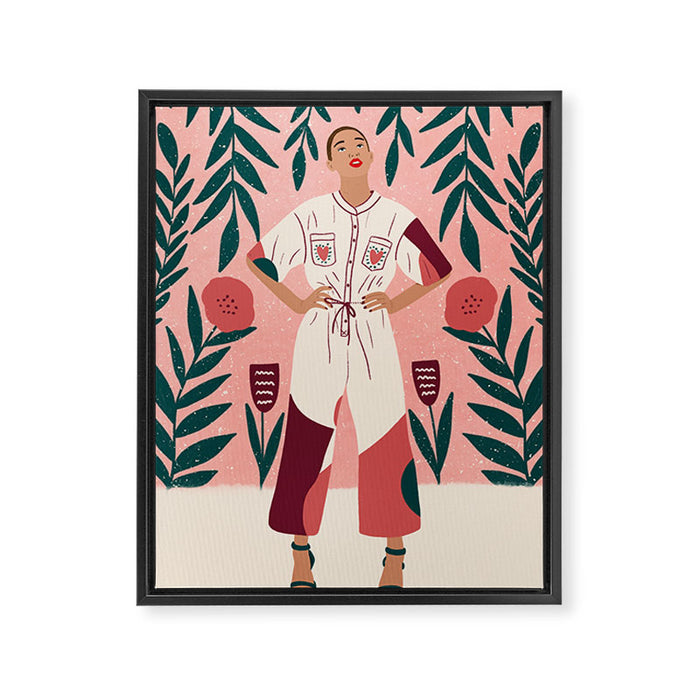Floral Lady Portrait  Framed Canvas Print Gallery Image 1