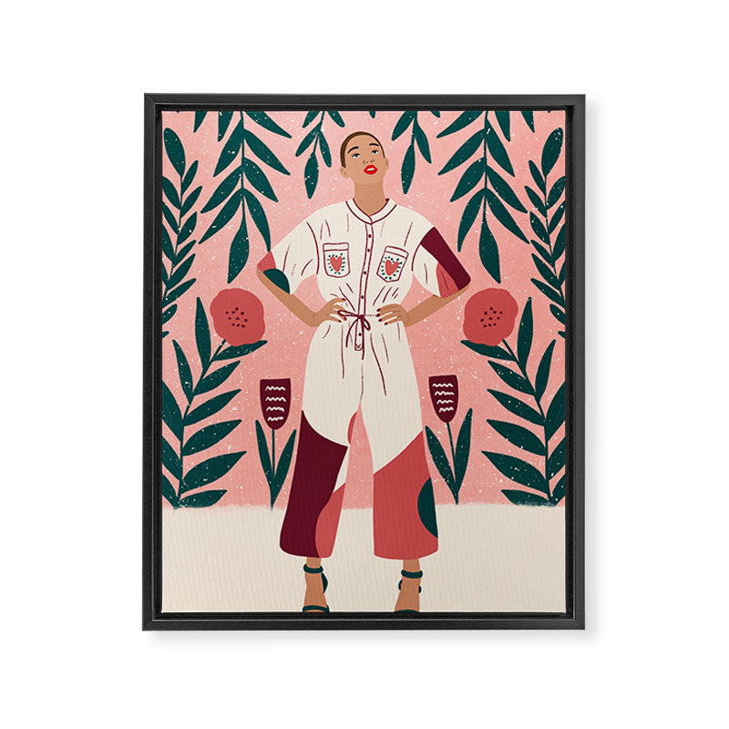 Floral Lady Portrait  Framed Canvas Print Gallery Image 6