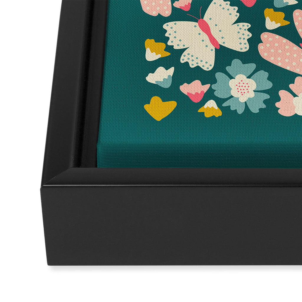 Floral Stripe Framed Canvas Print Gallery Image 3