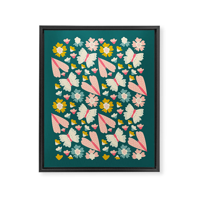 Floral Stripe Framed Canvas Print Gallery Image 1