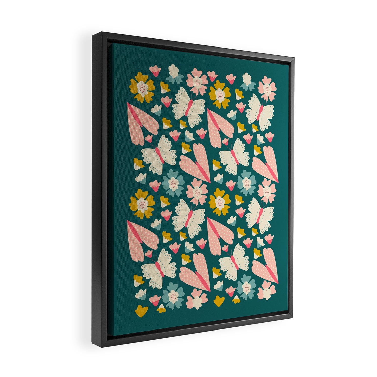 Floral Stripe Framed Canvas Print Gallery Image 2